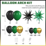 Green Black Gold Balloon Garland Arch Kit with Star Balloons Party Decor
