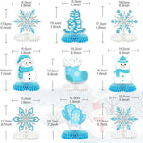 Winter Wonderland Table Centerpieces 9pcs 3D Snowflake Snowman Blue White Party Decor