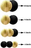 Black Gold Paper Lanterns Set for Graduation Anniversary New Year Party Decor