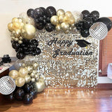 Black Gold Balloon Garland Arch Kit with Disco Balloons for Party Decor