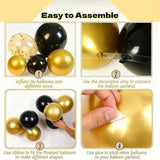 Black Gold Balloon Arch Kit 137pcs with Confetti for Birthday Wedding Party