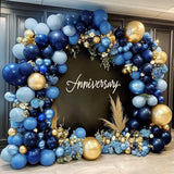 Navy Blue Gold Balloon Arch Kit Double Stuffed for Birthday Graduation Wedding Party