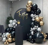 Black Gold Silver Balloon Garland Arch Kit 141pcs for Birthday Wedding Party Decor
