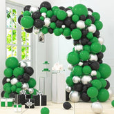 Dark Green Black Silver Balloon Garland Arch Kit for Birthday Football Party Decor