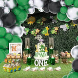 Dark Green Black Silver Balloon Garland Arch Kit for Birthday Football Party Decor