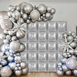 Silver Disco Square Foil Balloons 25pcs for Retro Birthday Graduation Party Decor