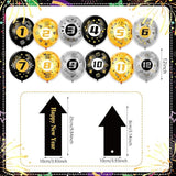 New Year Eve Decor Kit Clock Countdown Balloons Black Gold Silver Confetti 2026