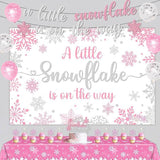 Winter Baby Shower Banner and Pink Silver Snowflake Decorations for Girls