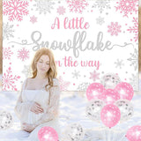Winter Baby Shower Banner and Pink Silver Snowflake Decorations for Girls