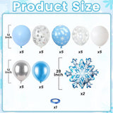 12 Inch Snowflake Balloons in Blue Silver White for Winter Birthday and Baby Shower