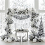 Silver & White Disco Balloon Garland Kit, Retro Party Decor