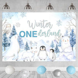 Winter Onederland 1st Birthday Decorations with Polar Animals Blue Silver Balloons and Banner
