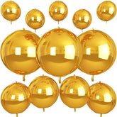 12 Pcs Gold Round Foil Balloons 4D Metallic Decor for Party Wedding Birthday Celebration