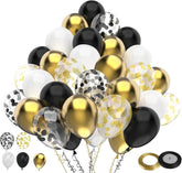 100 Pcs Black Gold White Confetti Balloons 12 Inch Party Decorations for Any Occasion