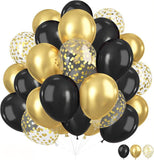 50 Pcs 12 Inch Black Gold Confetti Latex Balloons Party Decorations for Any Occasion