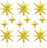 12 Pcs Gold Star Balloons Foil Spike Party Decorations for Birthday Graduation New Year