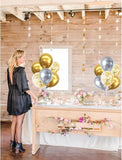 4 Pc Table Centerpiece Balloon Stand Kit with Silver Gold Confetti Balloons for Party