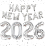 XtraLarge Silver 2026 Balloons 40 Inch Happy New Year Party Decorations