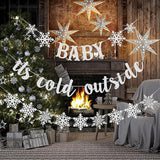 Silver "Baby It's Cold Outside" Snowflake Banner for Winter Wonderland Baby Shower
