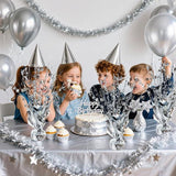 12-Pc Silver Metallic Foil Star Centerpieces for Birthday and Holiday Party Decor