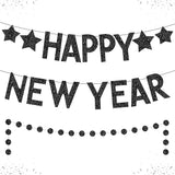 Glitter Happy New Year Banner with Circle Garland