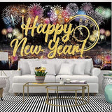 Happy New Year Fabric Backdrop with Fireworks for Photo Booth Party Decoration