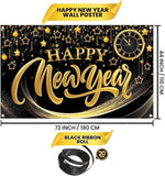 Extra Large Happy New Year Banner 2026 72x44 Inch Backdrop Party Decorations