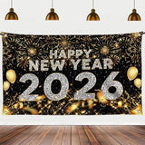 Large Happy New Year Banner 2026 72x44 Inch Party Decorations and NYE Supplies