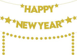 Gold Happy New Year Banner 2026 Pre Strung Garland 10 Feet Party Decor