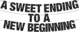 Glitter Sweet Ending New Beginning Banner 10FT Black NYE Party Decorations 2026