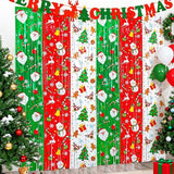 Red Green White Christmas Tinsel Backdrop 3 Pack 3.3x6.6ft Holiday Party Decor