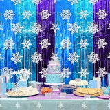 Winter Princess Snowflake Tinsel Backdrop 2 Pack 3.3x6.6ft Birthday Decor