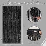 Black Tinsel Foil Backdrop 3 Pack 3.3x8.2ft Party & Photo Booth Decor