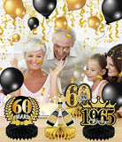 9 PCS 60th Birthday Table Centerpieces Black and Gold Honeycomb Party Decor