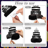 8 PCS Silver & Black Birthday Honeycomb Table Centerpieces Party Decor for Kids and Adults