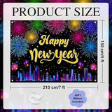 Multicolor 2026 Happy New Year Banner Fireworks Cityscape Party Backdrop 7x5ft