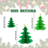 6PCS 3D Green Christmas Honeycomb Paper Trees Table Centerpiece Hanging Decor