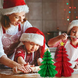 Christmas Tree Honeycomb 3D Paper Pendant Red Green Xmas Party Decor 4PCS