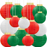 15PCS Christmas Hanging Paper Lanterns Indoor Xmas Party Decor