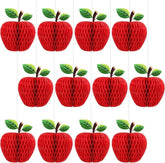 12PCS Large Red Apple Honeycomb Paper Centerpiece 3D Autumn Xmas Decor