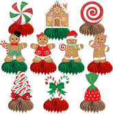 10PCS Gingerbread Christmas Table Centerpieces Paper Honeycomb Xmas Decor