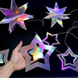 Iridescent Star Garland Holographic Hanging Decorations Birthday Wedding Baby Shower Party