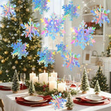 Iridescent 3D Snowflake Garland Ornaments for Christmas Winter Wonderland and Party Decor