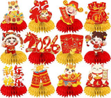 2026 Chinese New Year Red Honeycomb Centerpieces 12pcs Lunar Festival Table Decor