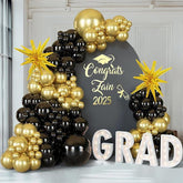 152PCS Black Gold Balloon Arch Metallic Balloons Party Graduation New Year Garland Kit
