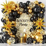 Black & Gold Balloon Garland Kit with Star Balloons