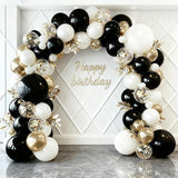 Black Gold White Balloon Garland Arch Kit with Confetti Balloons Party Decor