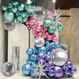 Metallic Balloon Garland Arch Kit 157pcs Chrome Blue Red Purple Silver Disco Party