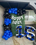 Blue Black Balloon Arch Kit 154pcs for Birthday Graduation New Year Party Decor