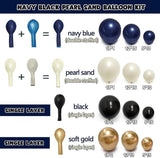 Navy Blue Black Balloon Arch Kit with Pearl Gold for Birthday Graduation Party